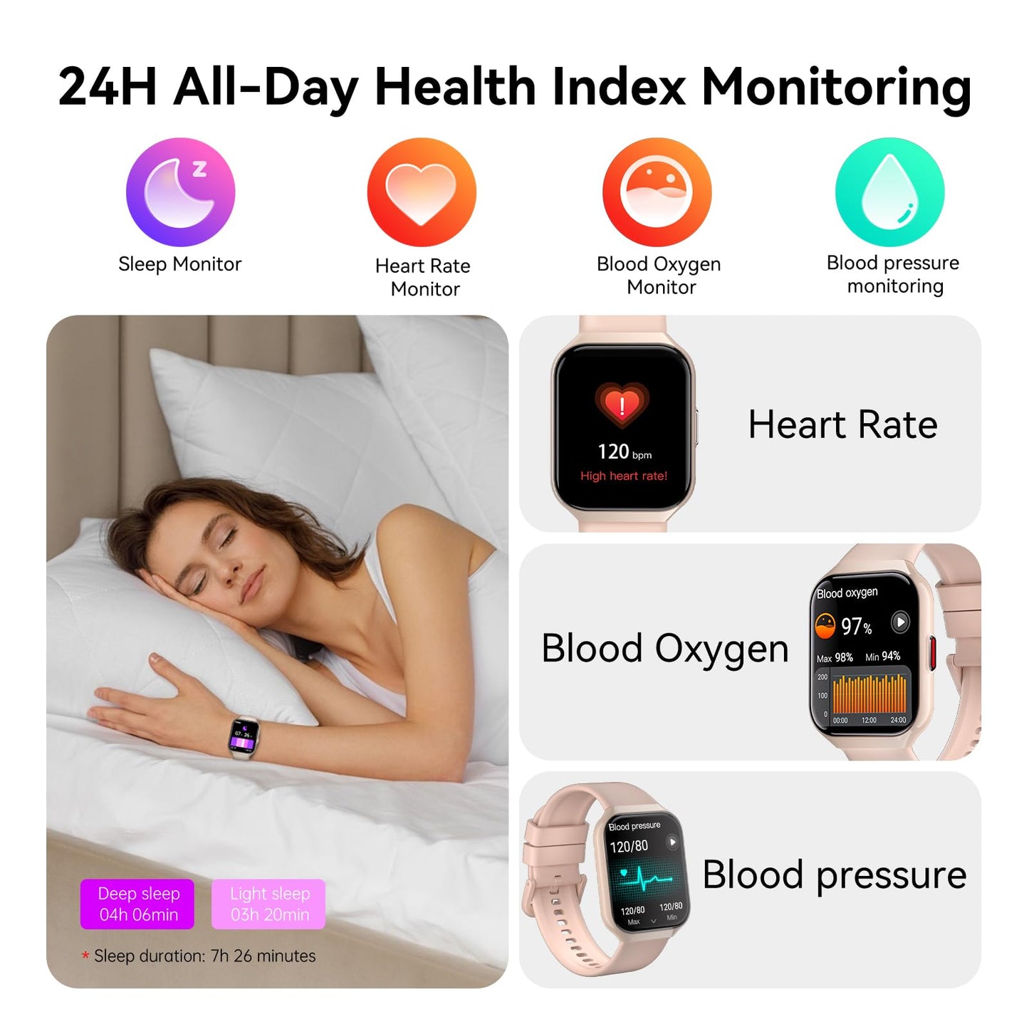 Reloj Inteligente Hombre Mujer con Llamadas Bluetooth, 1.96" HD Smartwatch Hombre con Pulsómetro/Monitor de Sueño, 113+ Deportivos Modos Fitness Tracker, IP68 Impermeable para Android iOS 2025