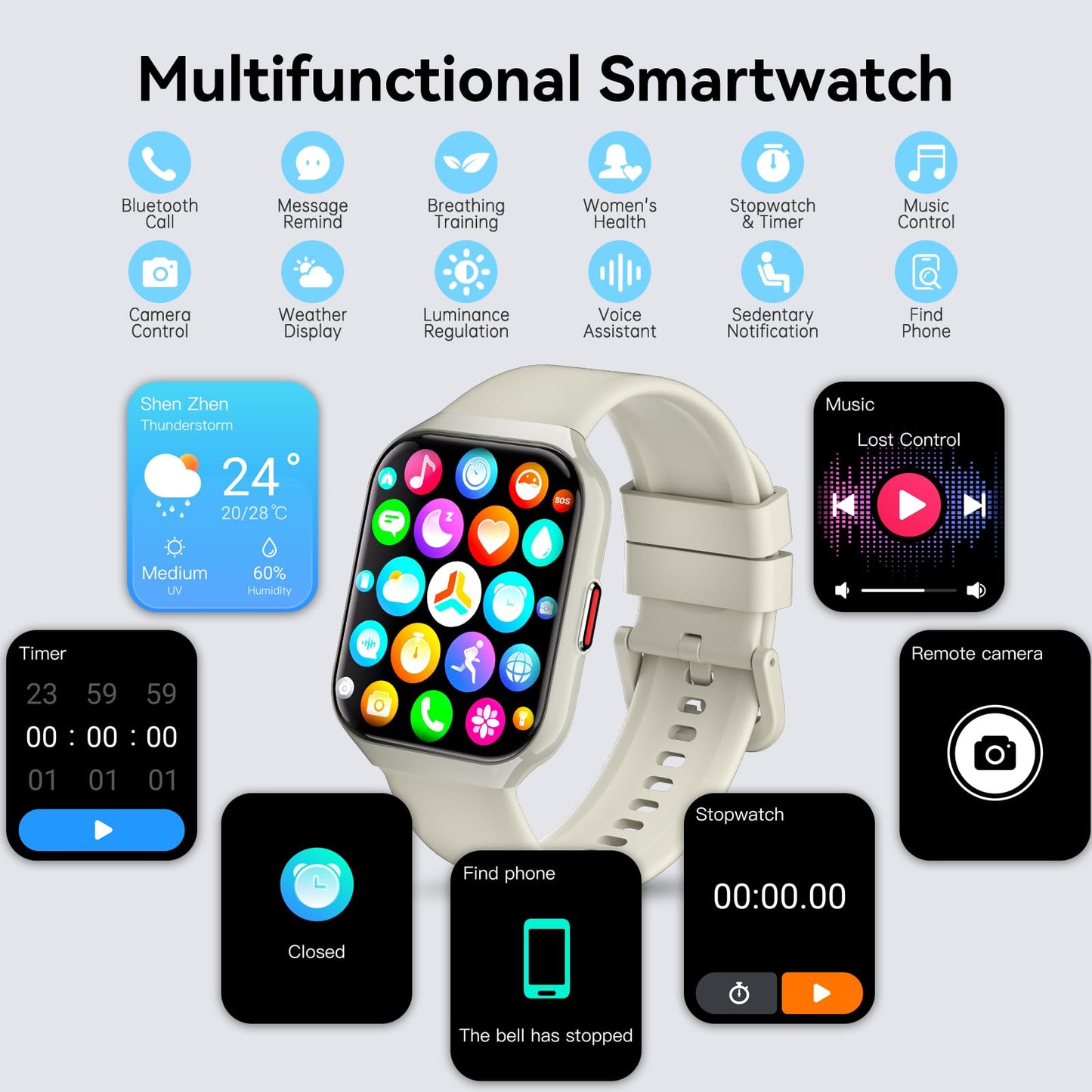 Reloj Inteligente Hombre Mujer con Llamadas Bluetooth, 1.96" HD Smartwatch Hombre con Pulsómetro/Monitor de Sueño, 113+ Deportivos Modos Fitness Tracker, IP68 Impermeable para Android iOS 2025