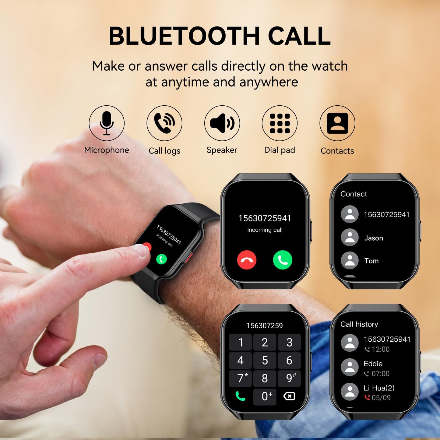 Reloj Inteligente Hombre Mujer con Llamadas Bluetooth, 1.96" HD Smartwatch Hombre con Pulsómetro/Monitor de Sueño, 113+ Deportivos Modos Fitness Tracker, IP68 Impermeable para Android iOS 2025