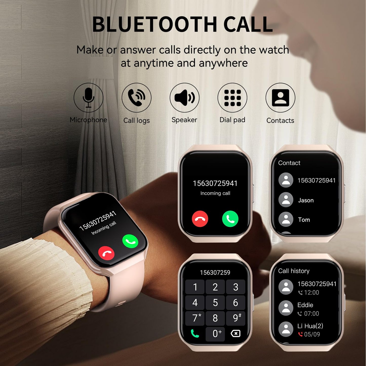 Reloj Inteligente Hombre Mujer con Llamadas Bluetooth, 1.96" HD Smartwatch Hombre con Pulsómetro/Monitor de Sueño, 113+ Deportivos Modos Fitness Tracker, IP68 Impermeable para Android iOS 2025