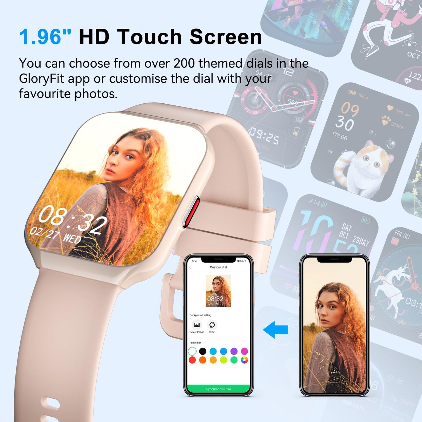 Reloj Inteligente Hombre Mujer con Llamadas Bluetooth, 1.96" HD Smartwatch Hombre con Pulsómetro/Monitor de Sueño, 113+ Deportivos Modos Fitness Tracker, IP68 Impermeable para Android iOS 2025