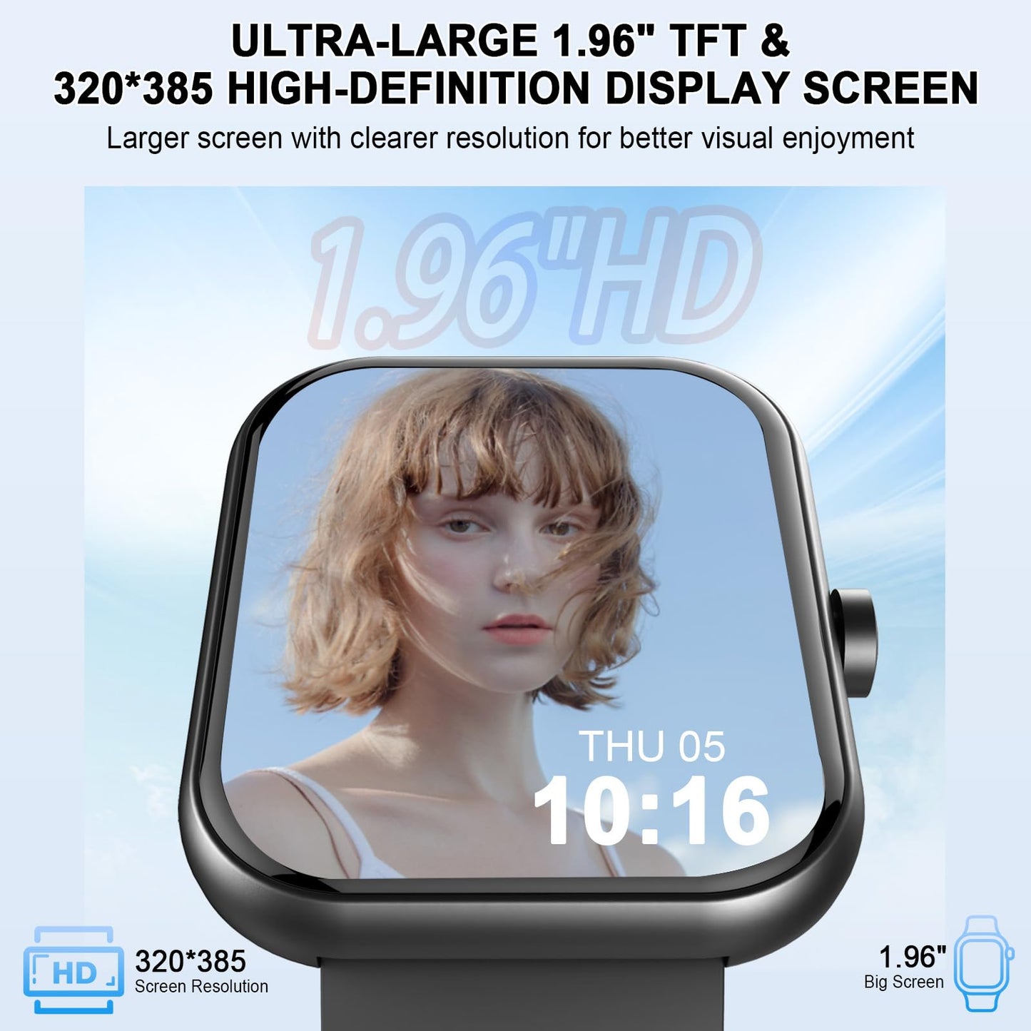 Reloj Inteligente Hombre Mujer, 2025 Nuevo Smartwatch 1.96" HD con Llamadas Bluetooth, Pulsómetro/Monitor de Sueño/Podómetro, 113+ Modos Deportivos, Impermeable IP68 Pulsera Actividad para iOS Android