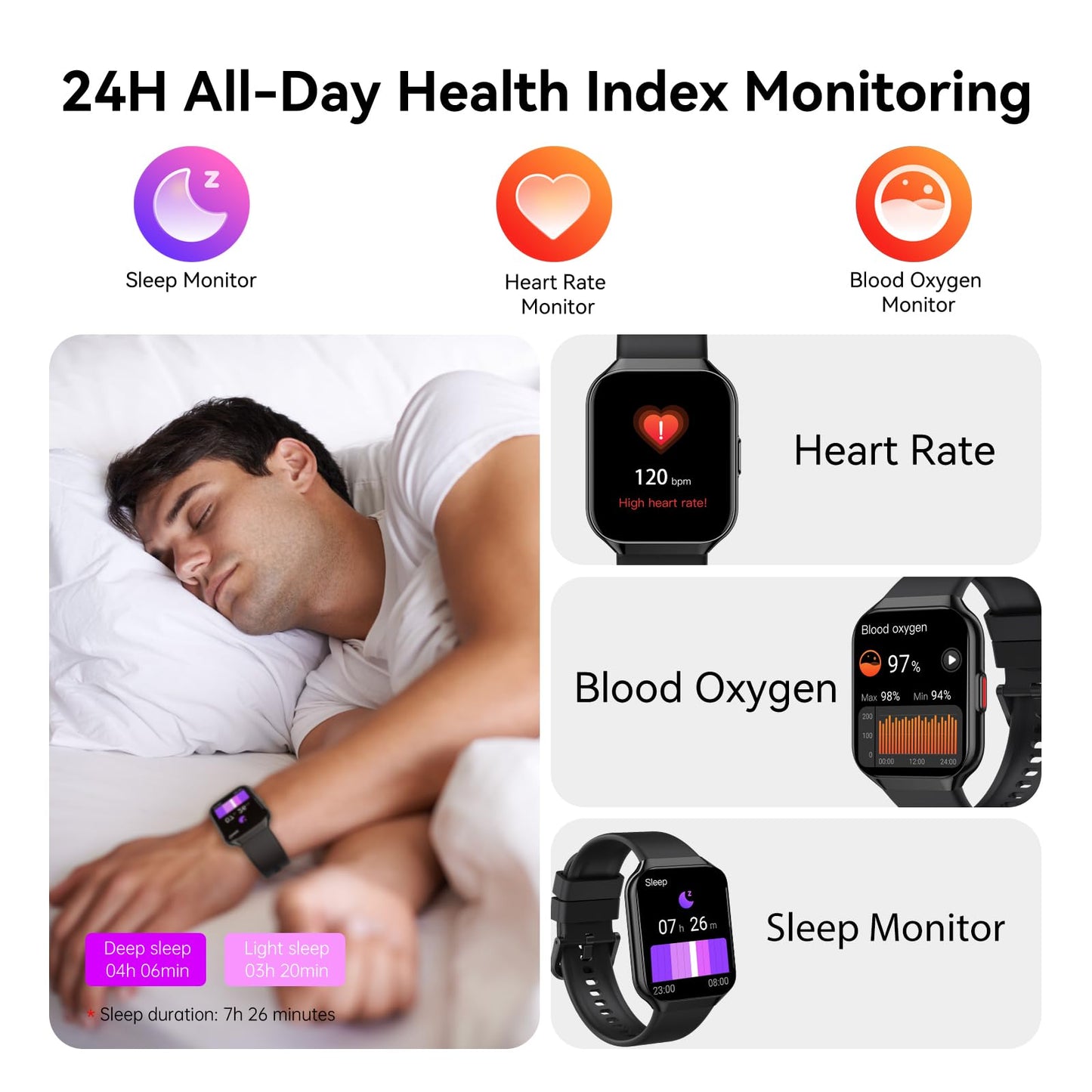 Reloj Inteligente Hombre Mujer con Llamadas Bluetooth, 1.96" HD Smartwatch Hombre con Pulsómetro/Monitor de Sueño, 113+ Deportivos Modos Fitness Tracker, IP68 Impermeable para Android iOS 2025