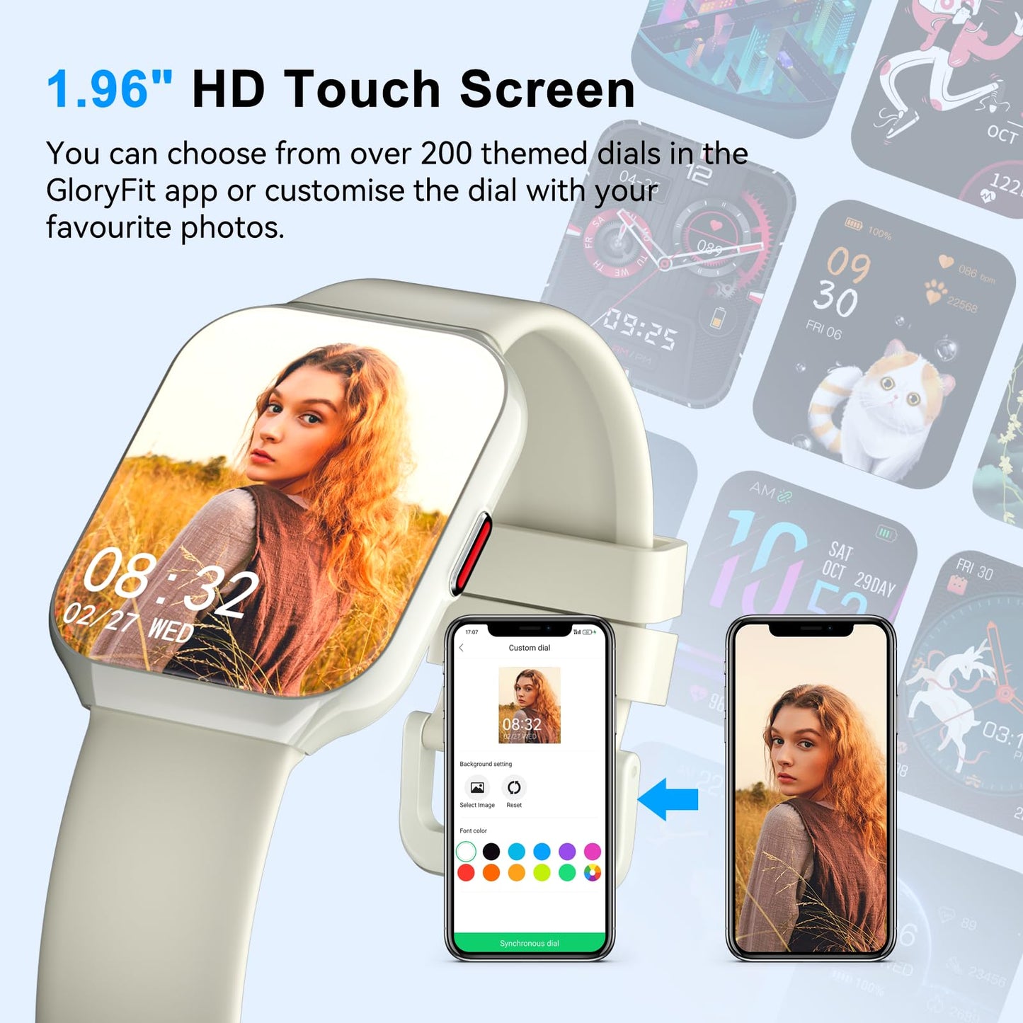 Reloj Inteligente Hombre Mujer con Llamadas Bluetooth, 1.96" HD Smartwatch Hombre con Pulsómetro/Monitor de Sueño, 113+ Deportivos Modos Fitness Tracker, IP68 Impermeable para Android iOS 2025