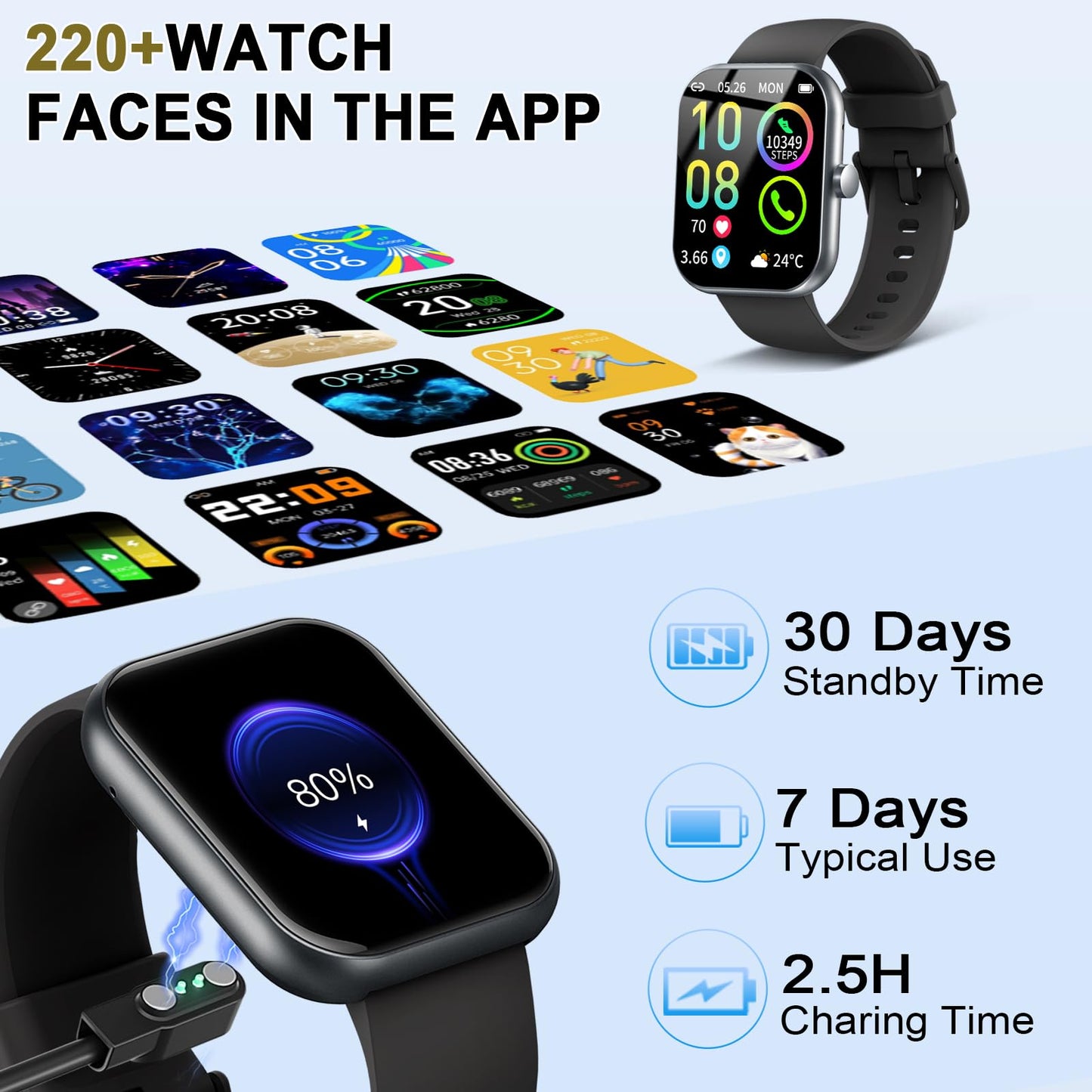 Reloj Inteligente Hombre Mujer, 2025 Nuevo Smartwatch 1.96" HD con Llamadas Bluetooth, Pulsómetro/Monitor de Sueño/Podómetro, 113+ Modos Deportivos, Impermeable IP68 Pulsera Actividad para iOS Android