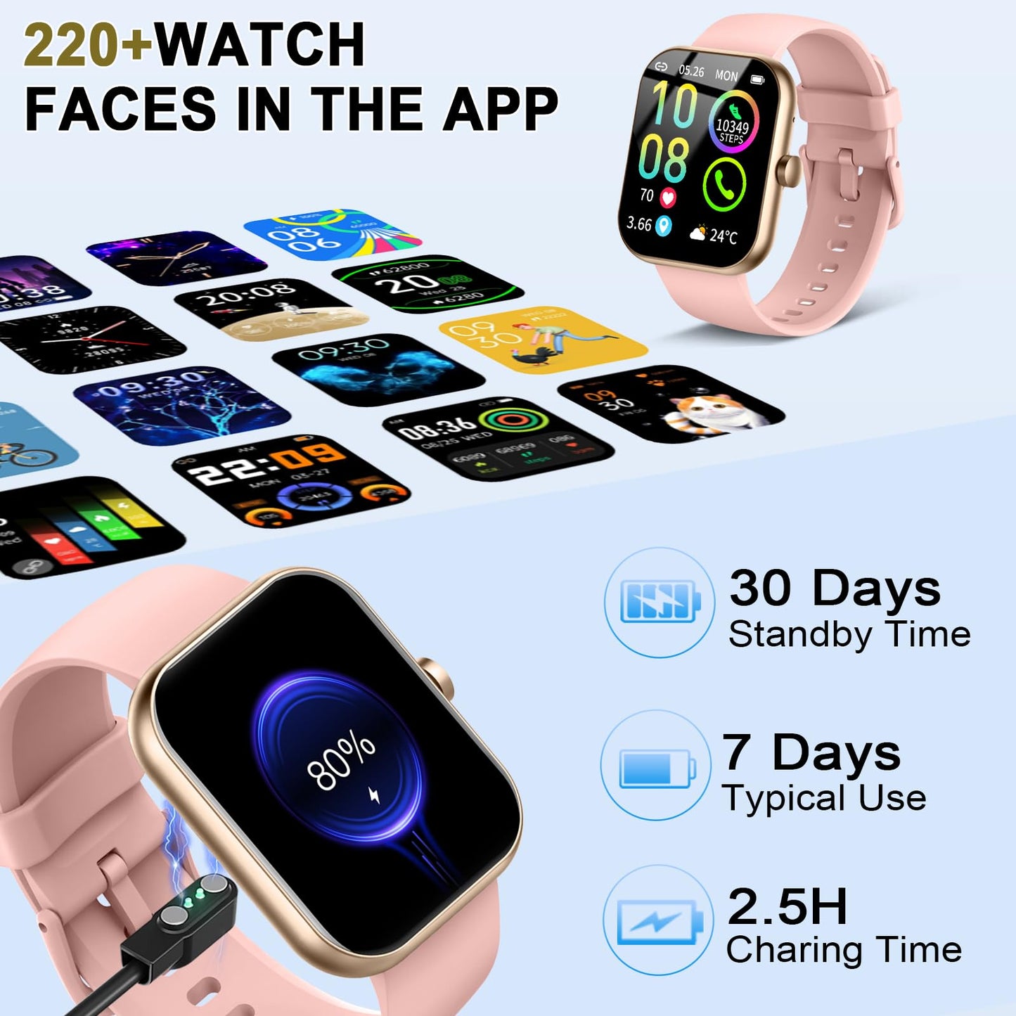 Reloj Inteligente Hombre Mujer, 2025 Nuevo Smartwatch 1.96" HD con Llamadas Bluetooth, Pulsómetro/Monitor de Sueño/Podómetro, 113+ Modos Deportivos, Impermeable IP68 Pulsera Actividad para iOS Android