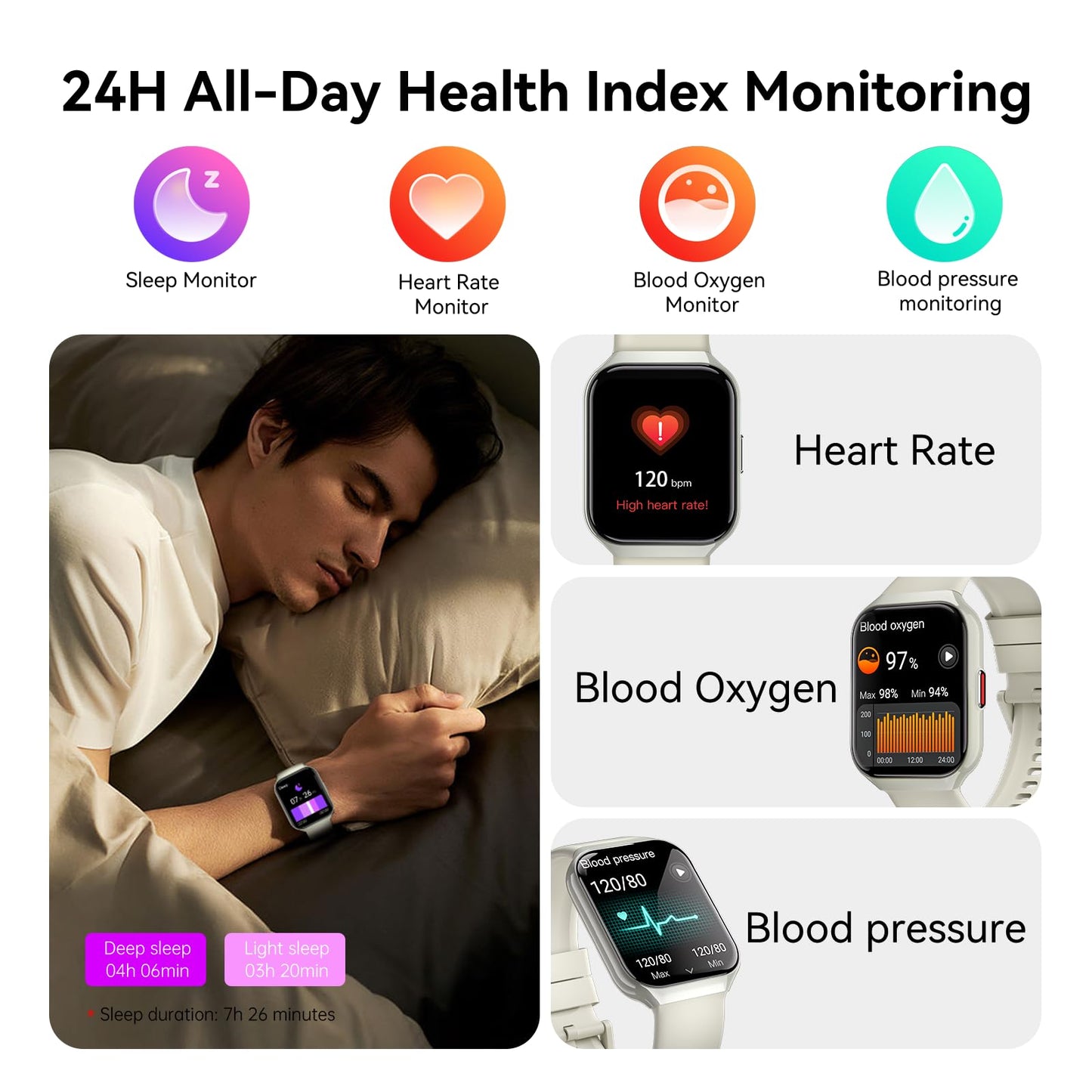 Reloj Inteligente Hombre Mujer con Llamadas Bluetooth, 1.96" HD Smartwatch Hombre con Pulsómetro/Monitor de Sueño, 113+ Deportivos Modos Fitness Tracker, IP68 Impermeable para Android iOS 2025