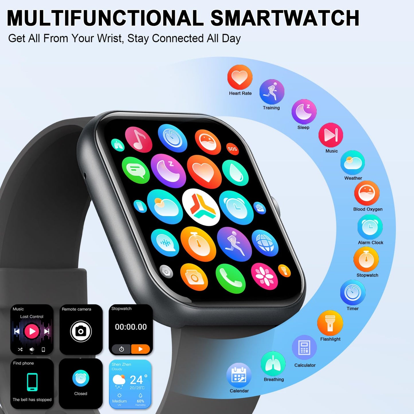 Reloj Inteligente Hombre Mujer, 2025 Nuevo Smartwatch 1.96" HD con Llamadas Bluetooth, Pulsómetro/Monitor de Sueño/Podómetro, 113+ Modos Deportivos, Impermeable IP68 Pulsera Actividad para iOS Android