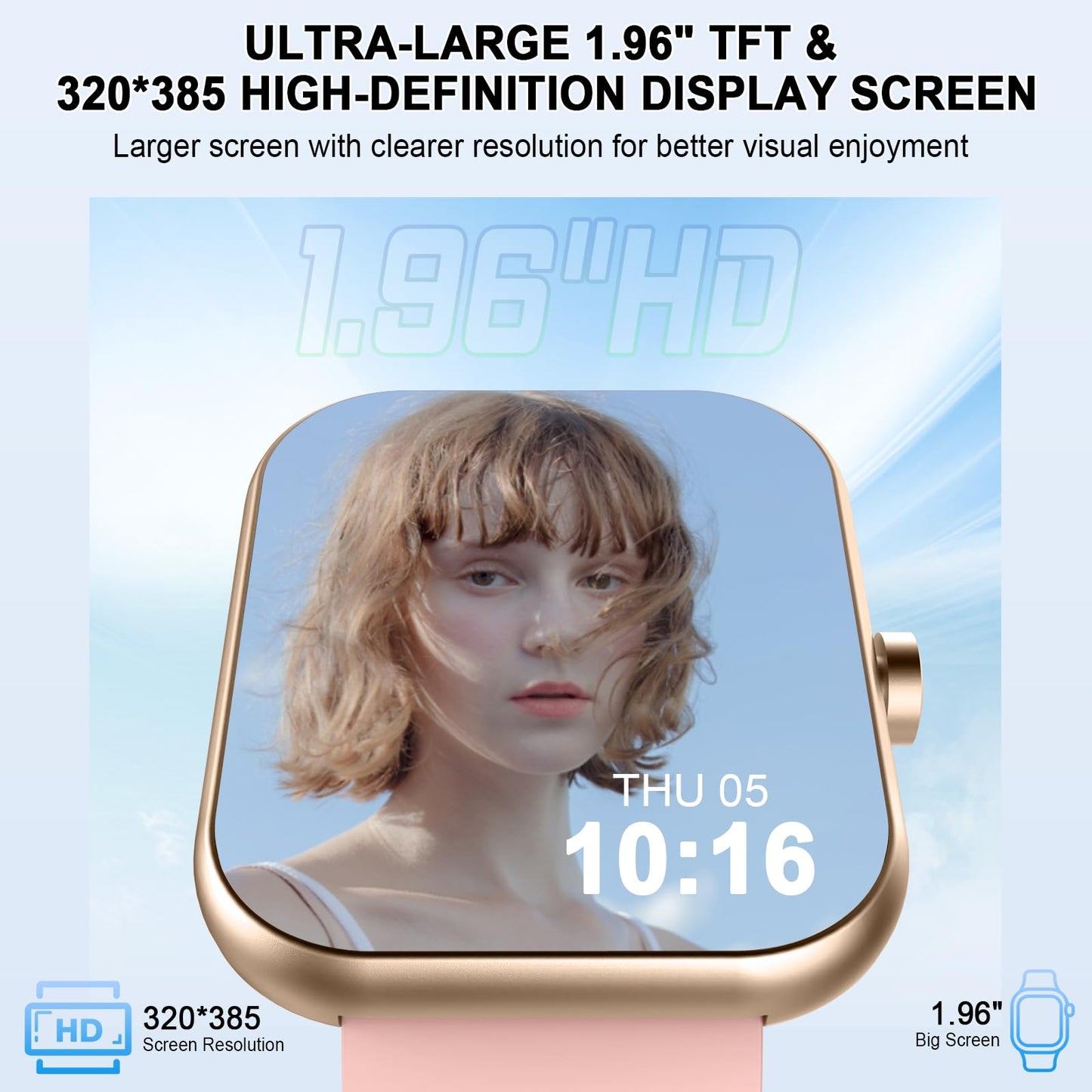Reloj Inteligente Hombre Mujer, 2025 Nuevo Smartwatch 1.96" HD con Llamadas Bluetooth, Pulsómetro/Monitor de Sueño/Podómetro, 113+ Modos Deportivos, Impermeable IP68 Pulsera Actividad para iOS Android