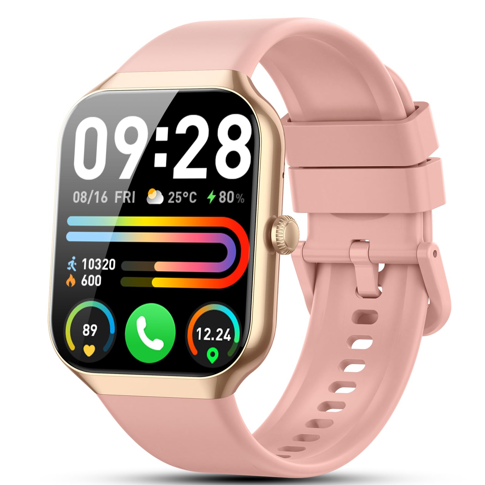 Reloj Inteligente Mujer Hombre, 2025 1.96" HD Smartwatch con Llamadas, 110+Modos Deportivo Smart Watch, Podómetro/Pulsómetro/SpO2/Monitor de Sueño, IP68 Impermeable Pulsera Actividad para Android iOS