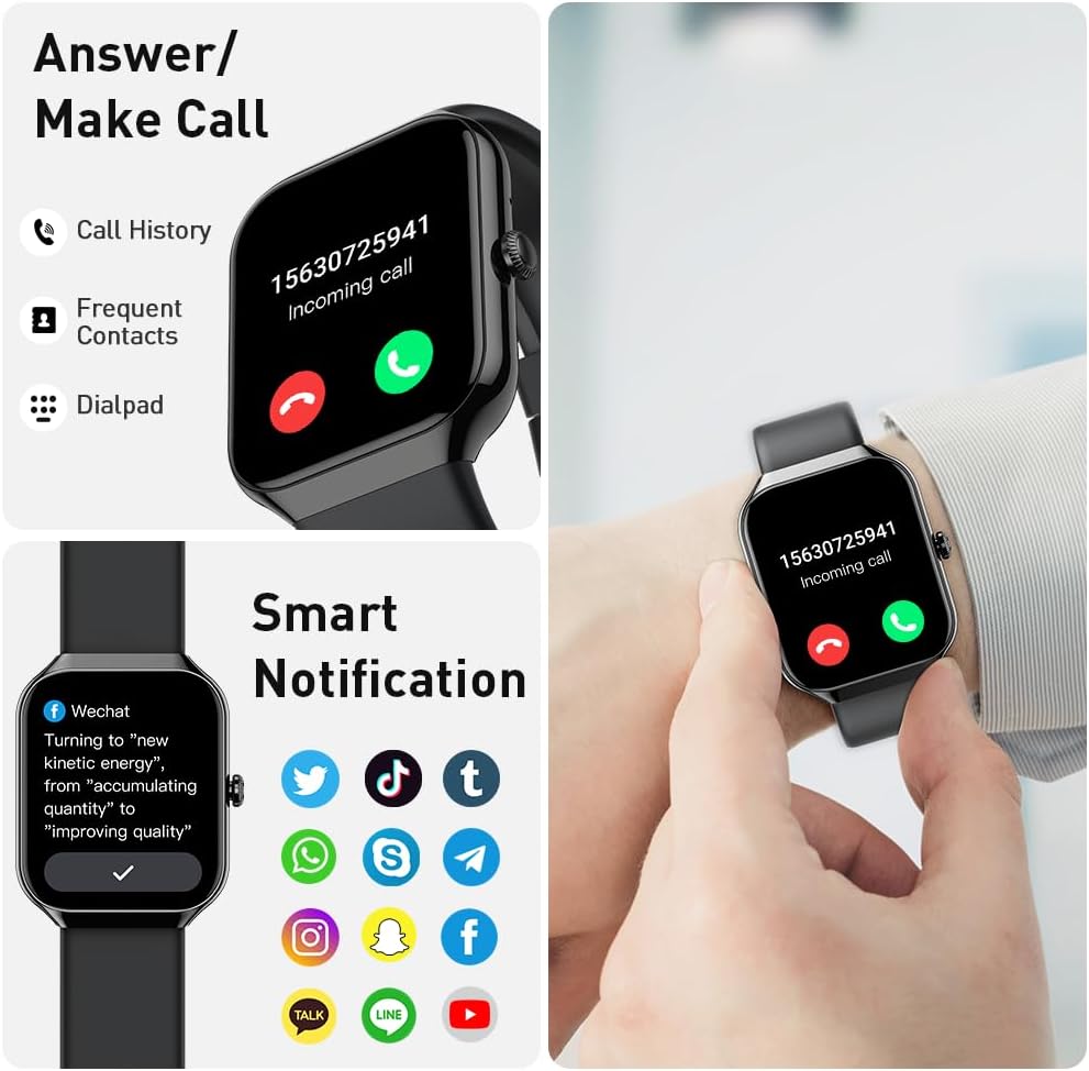 Reloj Inteligente Mujer Hombre, 2025 1.96" HD Smartwatch con Llamadas, 110+Modos Deportivo Smart Watch, Podómetro/Pulsómetro/SpO2/Monitor de Sueño, IP68 Impermeable Pulsera Actividad para Android iOS
