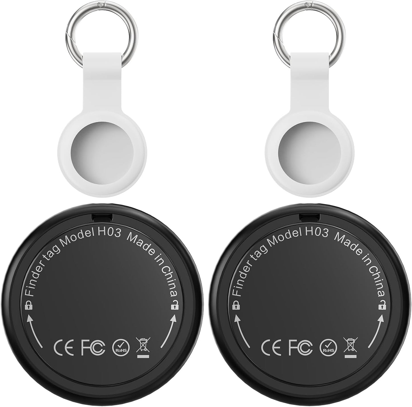 Localizador Bluetooth Negro - 2 Pack Air Tracker Tag Funciona con Apple Buscar (Sólo iOS 14.5+), Encuentra Teléfono y Llaves, Rastreador GPS Impermeable para Mochila, Mascotas, Coche, Bolso, Niños