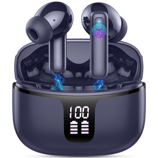 Auriculares Inalámbricos Bluetooth, Auriculares Bluetooth 5.3, Cancelación de Ruido ENC con HD Mic, 48H HiFi Estéreo Graves Cascos Inalambricos Carga Rápida USB-C, IPX7 Impermeable Cascos Inalambricos