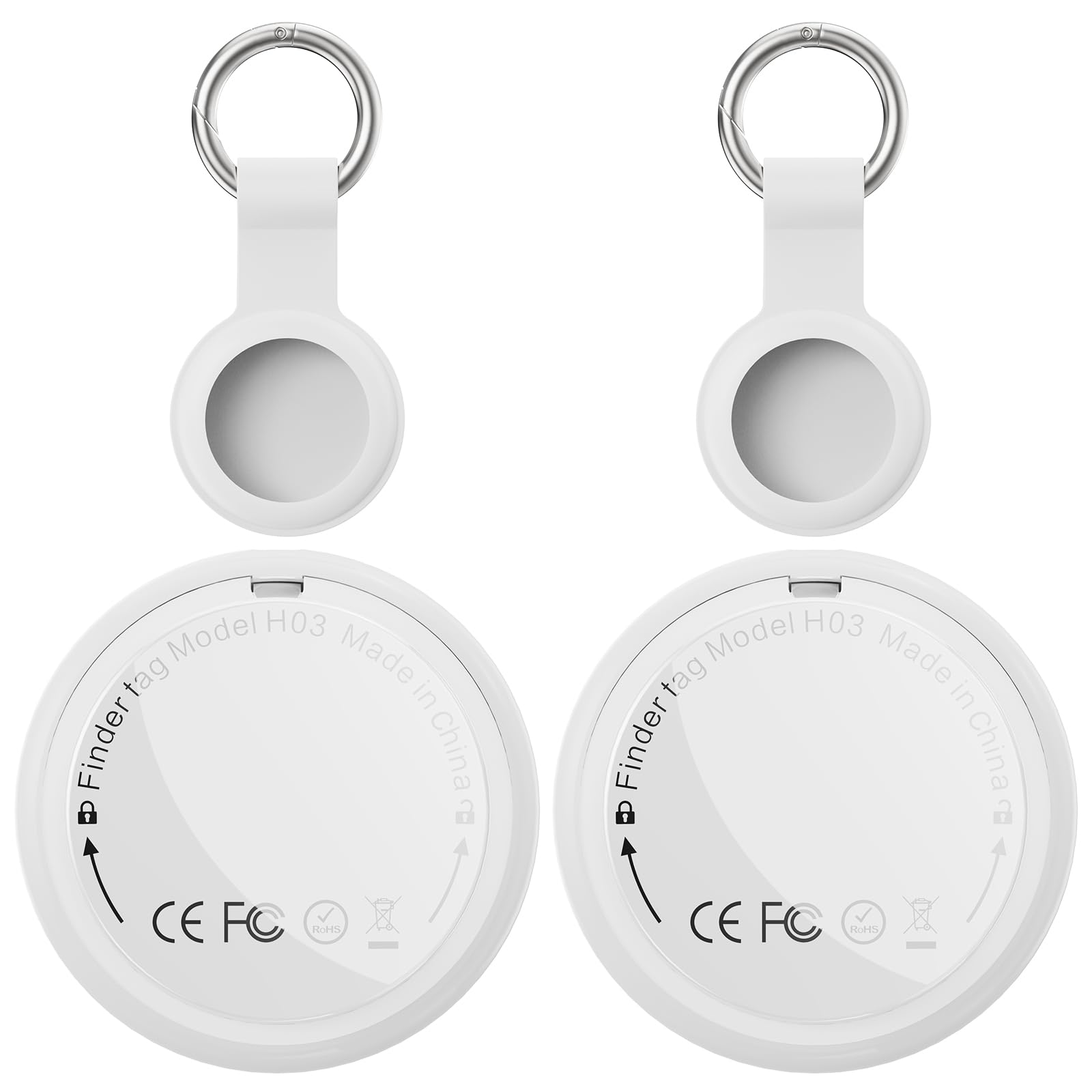 Localizador Bluetooth Negro - 2 Pack Air Tracker Tag Funciona con Apple Buscar (Sólo iOS 14.5+), Encuentra Teléfono y Llaves, Rastreador GPS Impermeable para Mochila, Mascotas, Coche, Bolso, Niños