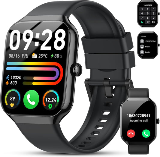 Reloj Inteligente Mujer Hombre, 2025 1.96" HD Smartwatch con Llamadas, 110+Modos Deportivo Smart Watch, Podómetro/Pulsómetro/SpO2/Monitor de Sueño, IP68 Impermeable Pulsera Actividad para Android iOS