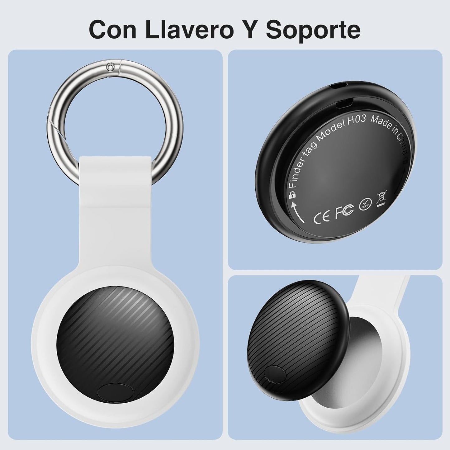 Localizador Bluetooth Negro - 2 Pack Air Tracker Tag Funciona con Apple Buscar (Sólo iOS 14.5+), Encuentra Teléfono y Llaves, Rastreador GPS Impermeable para Mochila, Mascotas, Coche, Bolso, Niños