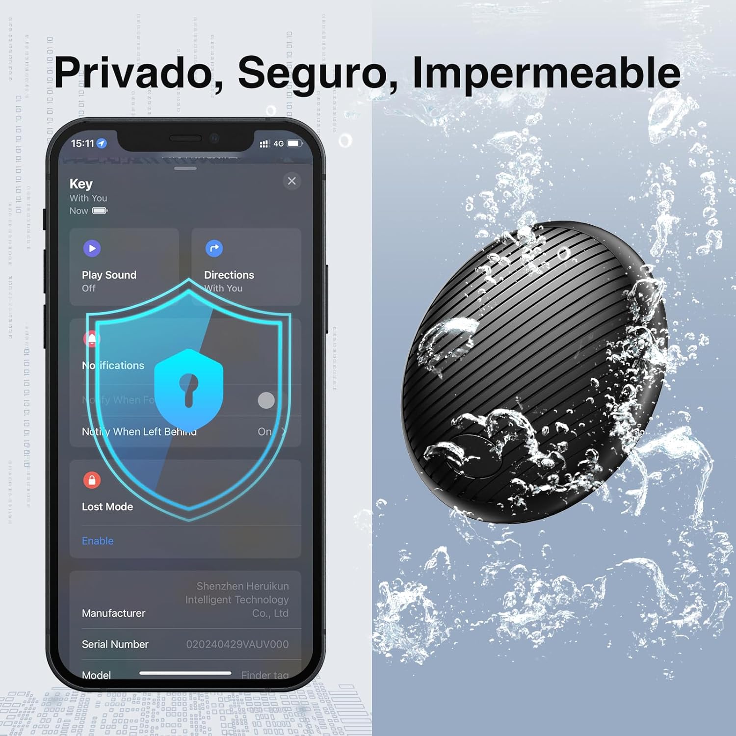 Localizador Bluetooth Negro - 2 Pack Air Tracker Tag Funciona con Apple Buscar (Sólo iOS 14.5+), Encuentra Teléfono y Llaves, Rastreador GPS Impermeable para Mochila, Mascotas, Coche, Bolso, Niños